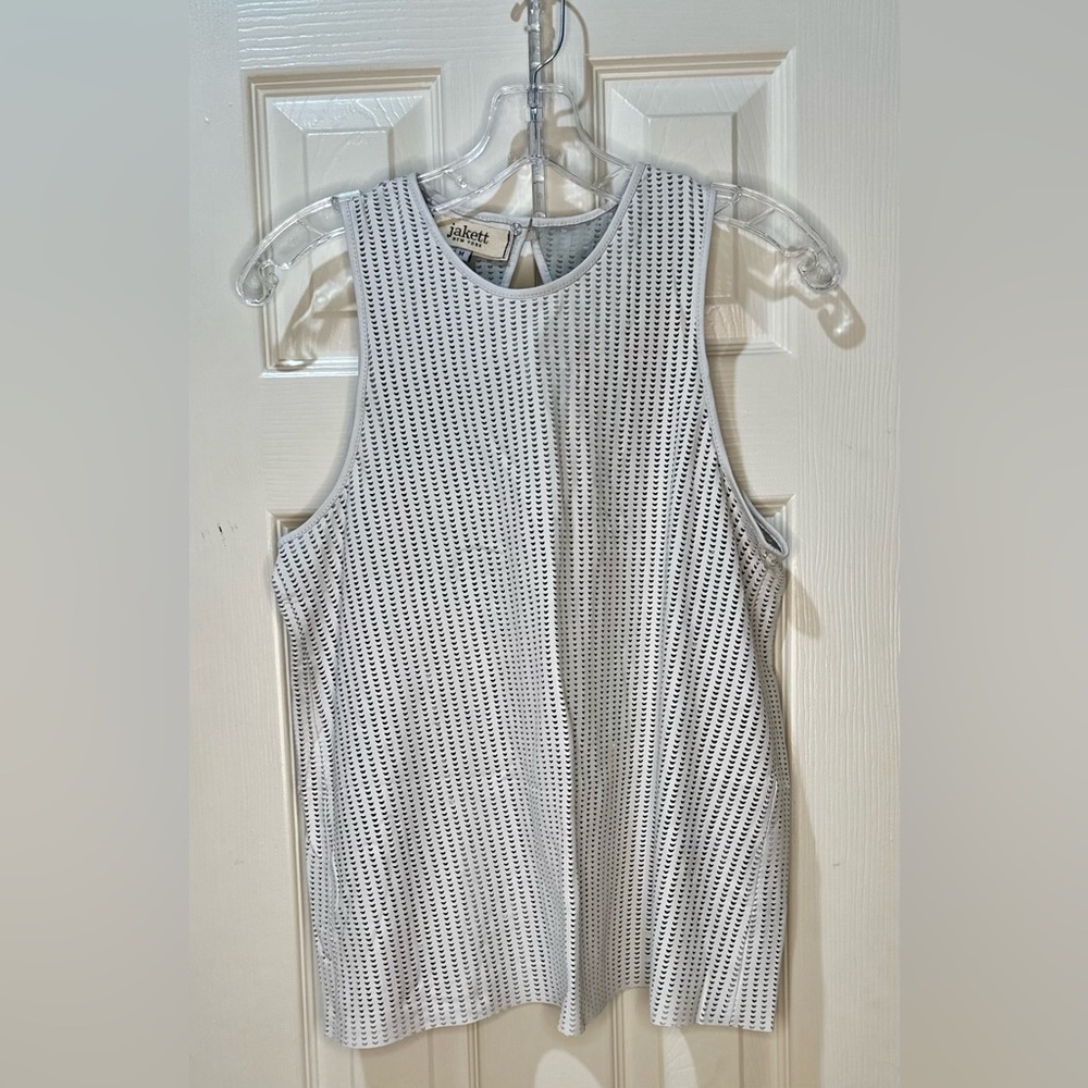 NWOT Jakett New York Evelyn White Perforated Leather Tank Top Size M